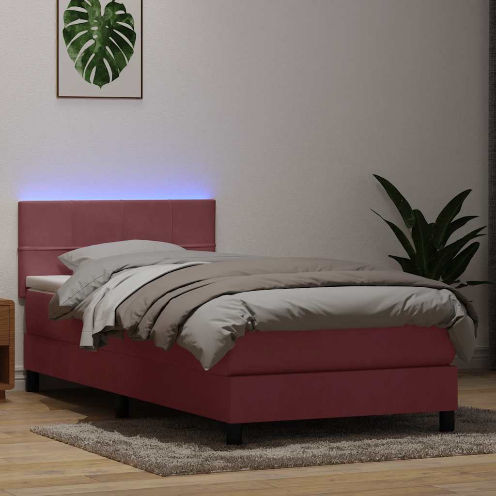 Sommier à lattes de lit avec matelas rose 80x220 cm velours