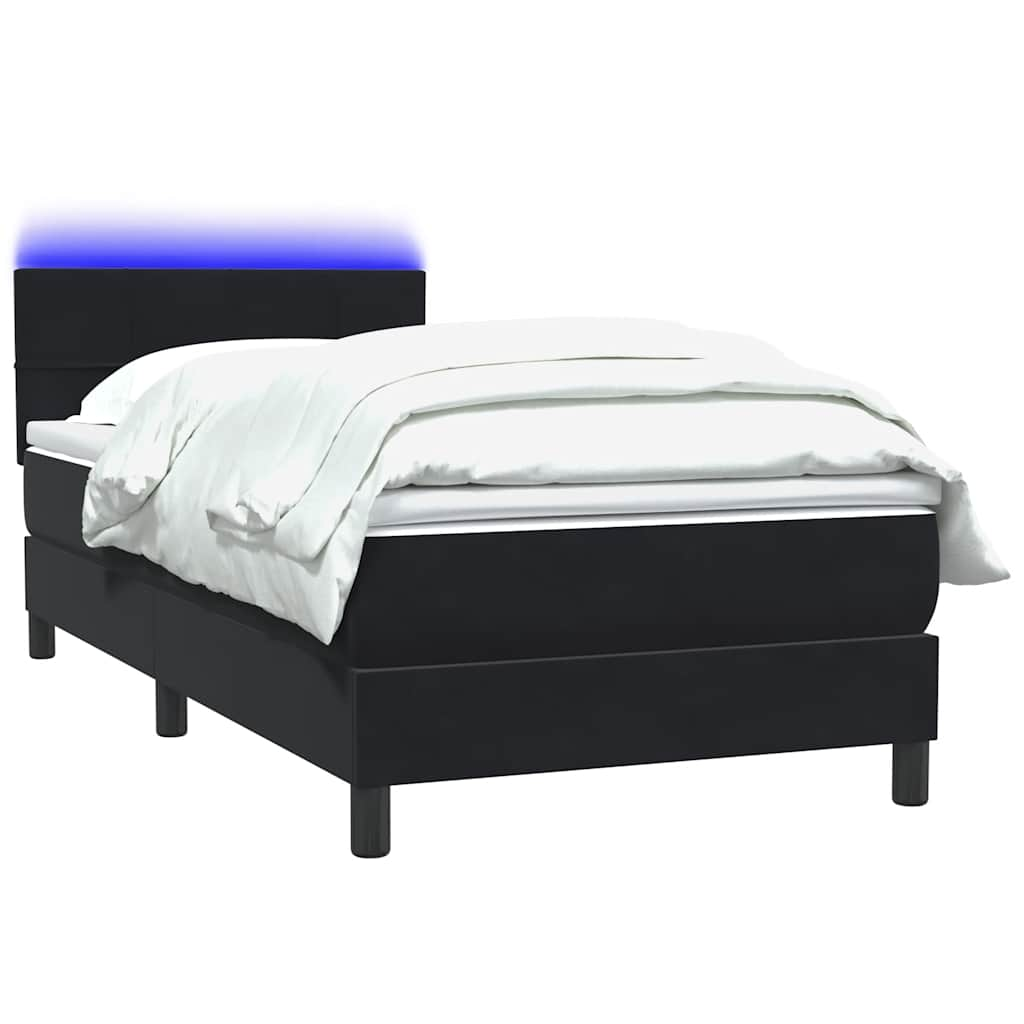 Sommier à lattes de lit avec matelas noir 90x220 cm velours