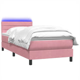 Sommier à lattes de lit avec matelas rose 80x210 cm velours