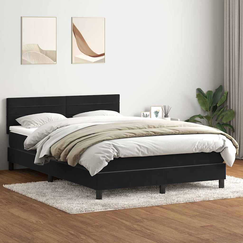 Sommier à lattes de lit avec matelas noir 160x210 cm velours