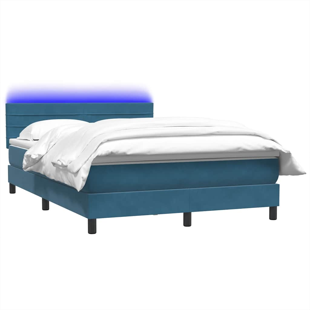 Dark blue slatted bed base and mattress 160x210cm velvet