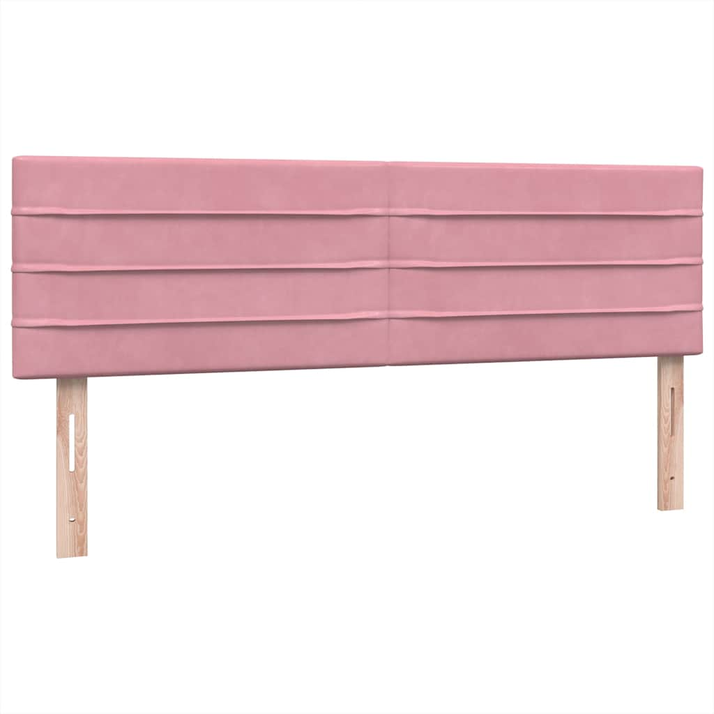 Slatted bed base with pink mattress 160x210 cm velvet