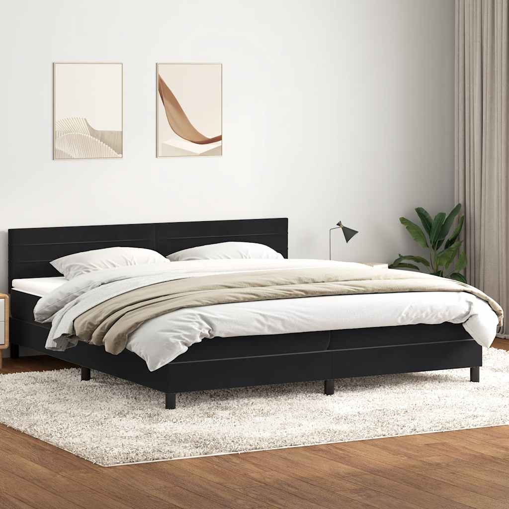 Sommier à lattes de lit avec matelas noir 200x210 cm Velours