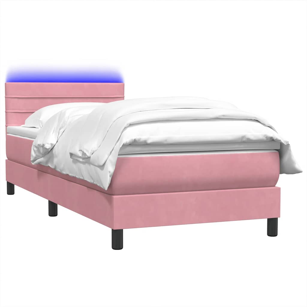 Sommier à lattes de lit avec matelas rose 80x220 cm velours