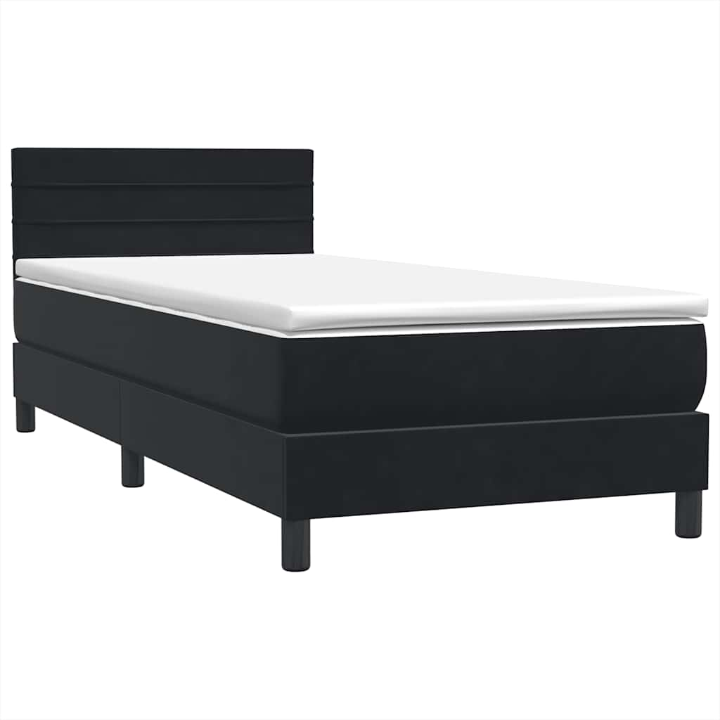 Sommier à lattes de lit avec matelas noir 90x220 cm velours