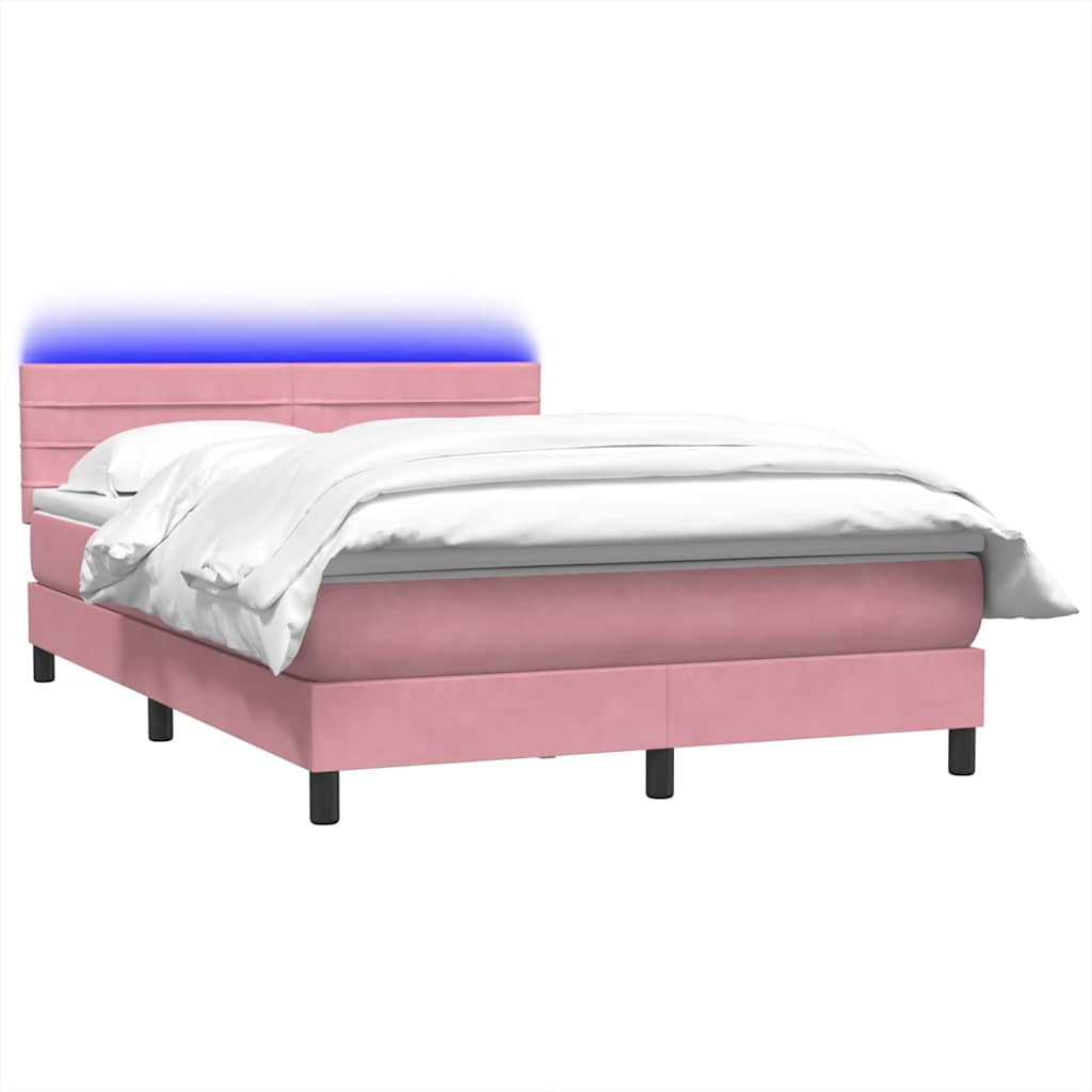 Sommier à lattes de lit avec matelas rose 160x220 cm velours