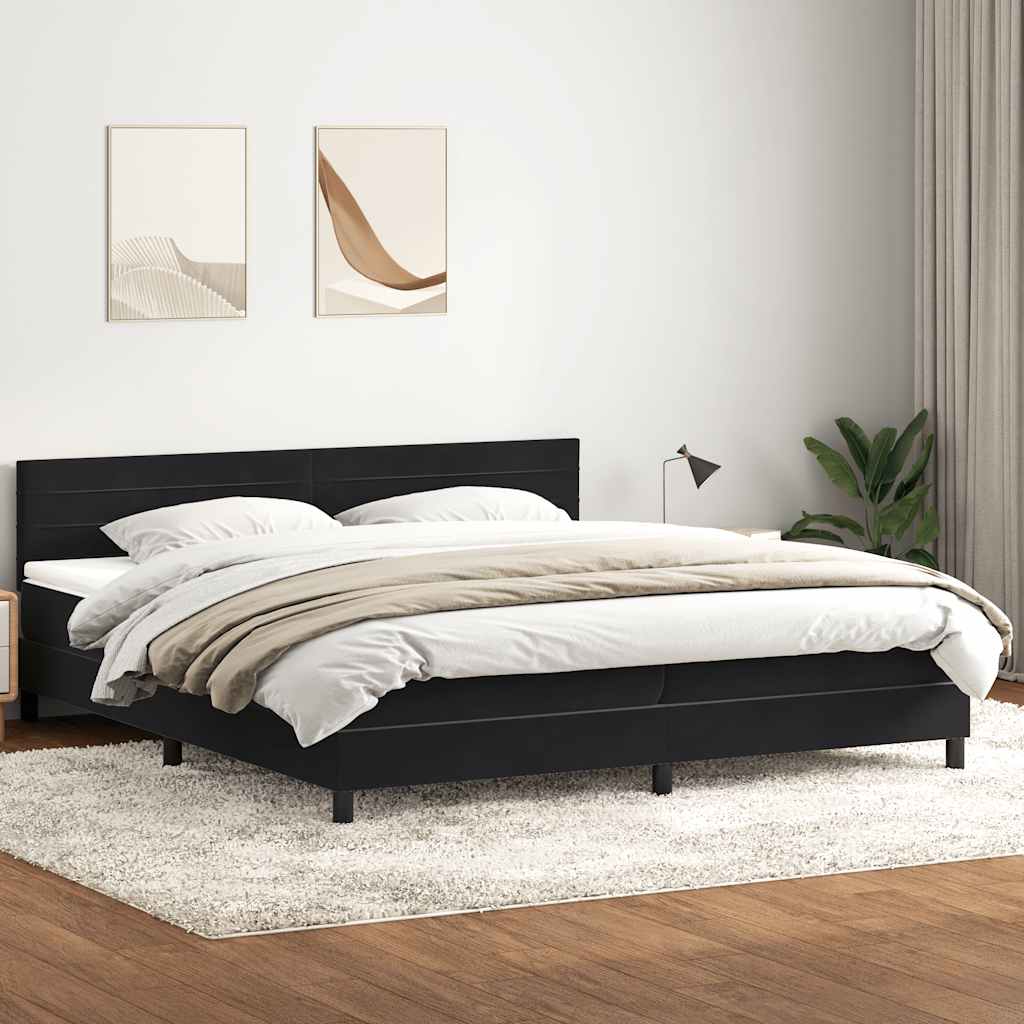 Slatted bed base with black mattress 200x220 cm velvet