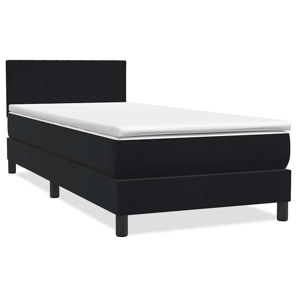 Sommier à lattes de lit avec matelas noir 80x210 cm velours