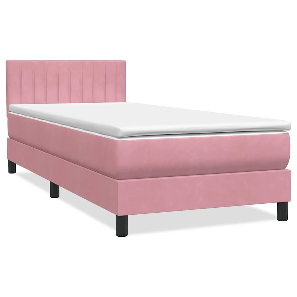 Sommier à lattes de lit avec matelas rose 80x210 cm velours