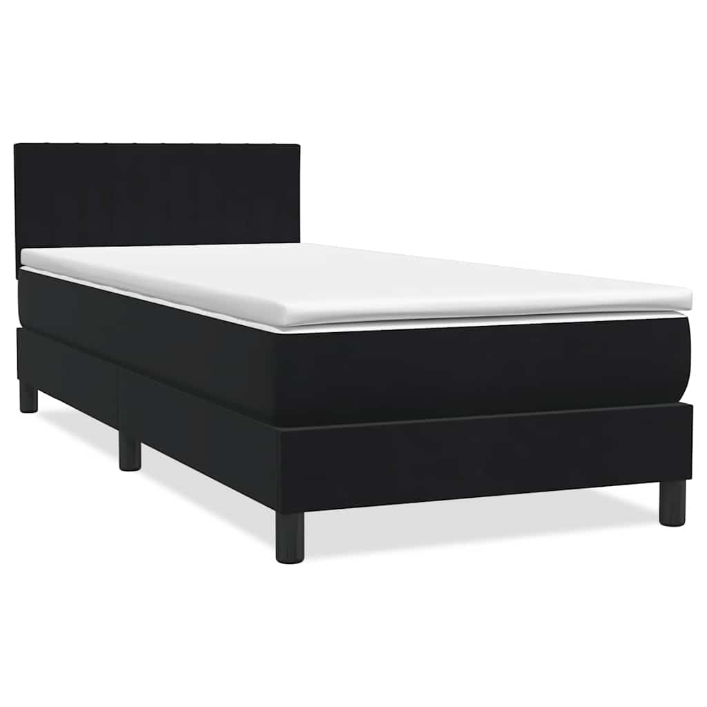 Sommier à lattes de lit avec matelas noir 90x210 cm velours