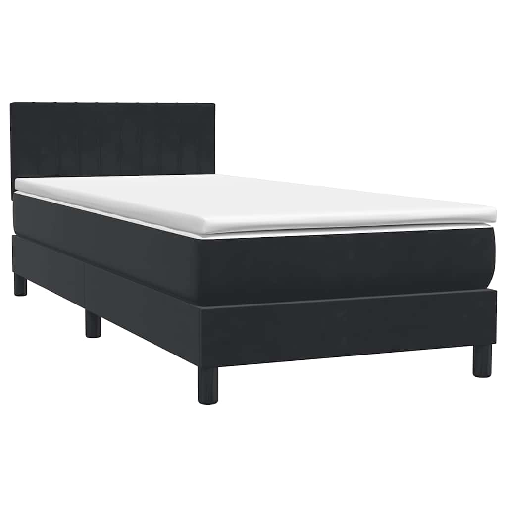 Sommier à lattes de lit avec matelas noir 90x210 cm velours