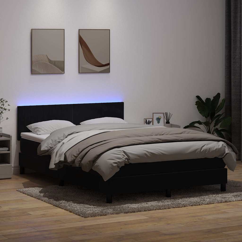 Sommier à lattes de lit avec matelas noir 140x210 cm velours