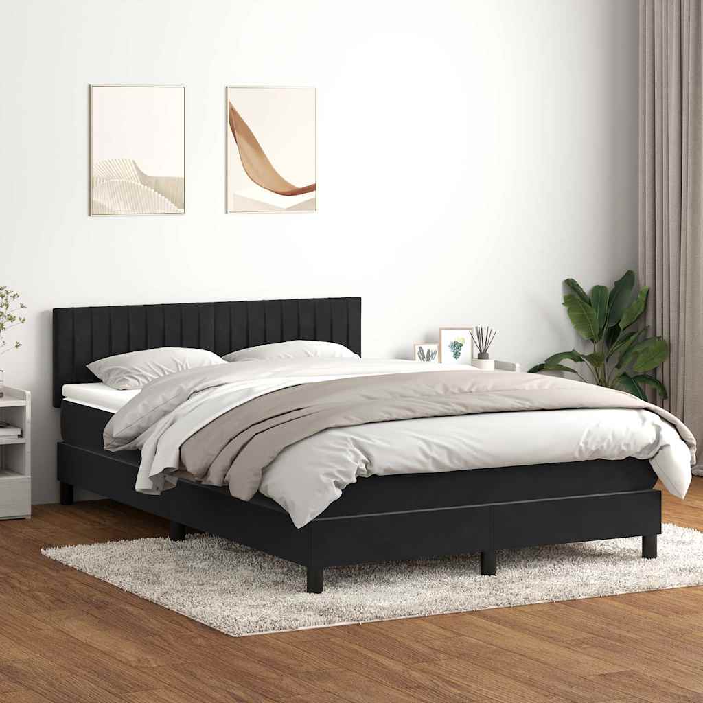 Sommier à lattes de lit avec matelas noir 140x210 cm velours