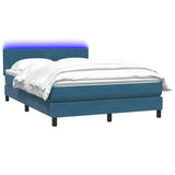 Dark blue slatted bed base and mattress 140x210cm velvet