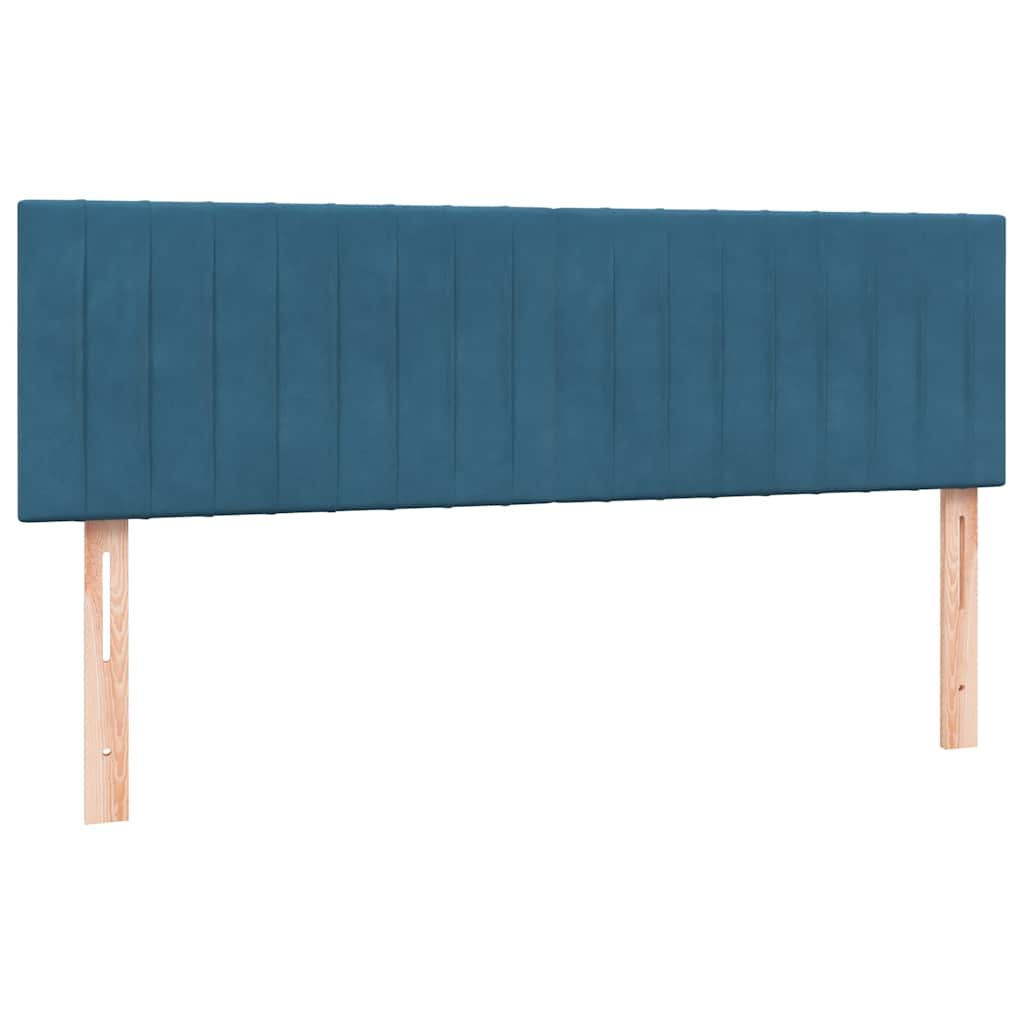 Dark blue slatted bed base and mattress 140x210cm velvet