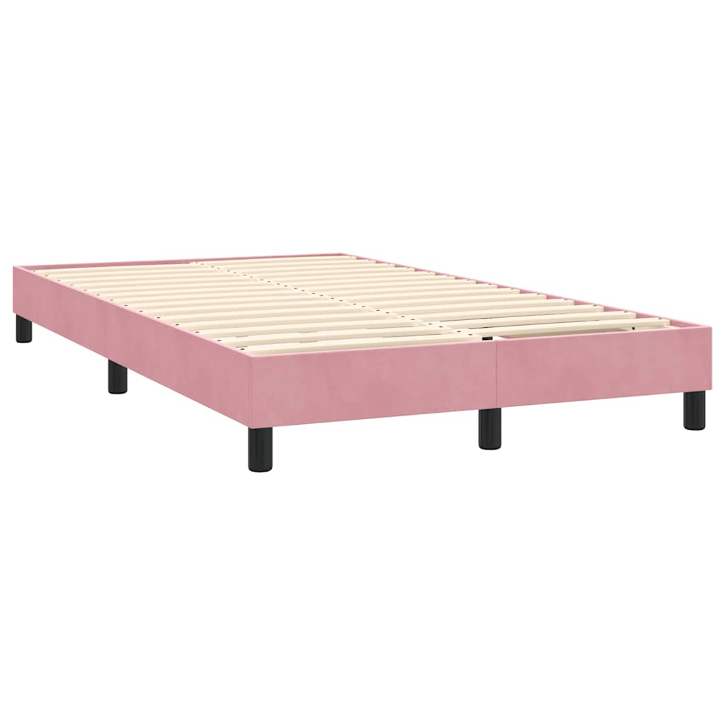 Sommier à lattes de lit avec matelas rose 160x210 cm velours