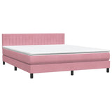 Sommier à lattes de lit avec matelas rose 180x210 cm velours