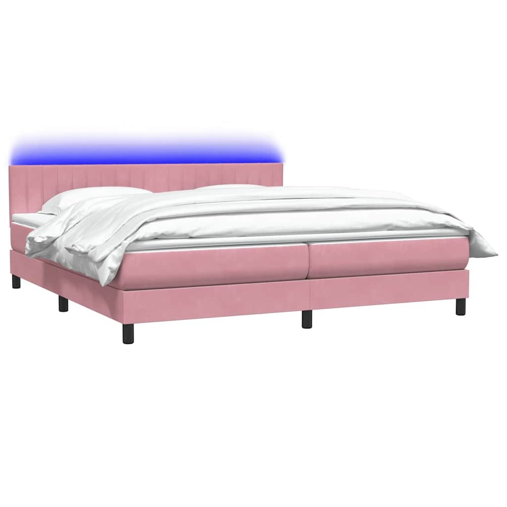 Sommier à lattes de lit avec matelas rose 200x210 cm velours