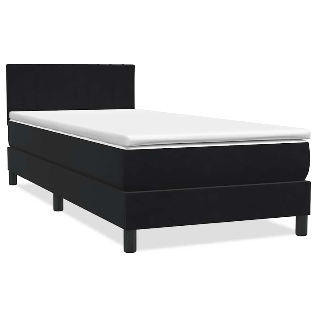 Sommier à lattes de lit avec matelas noir 80x220 cm velours