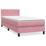 Sommier à lattes de lit avec matelas rose 80x220 cm velours