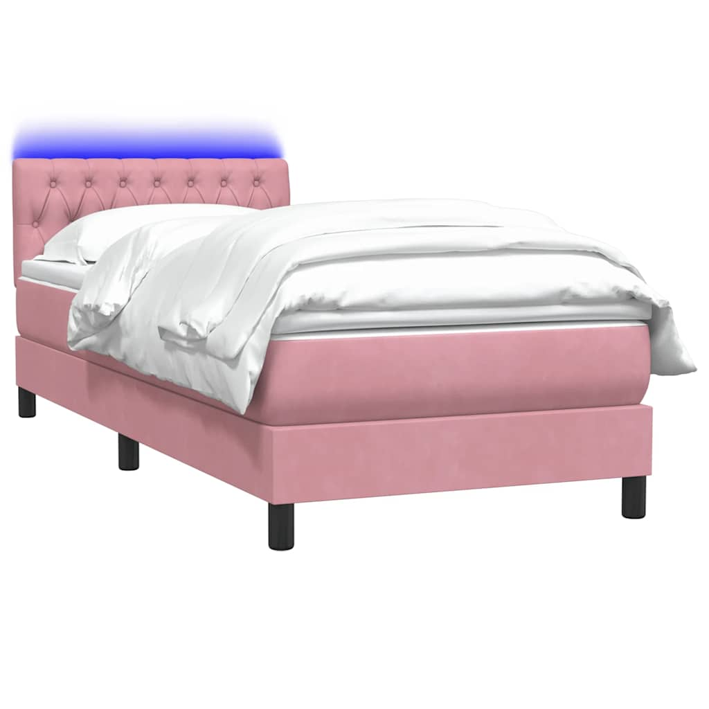 Sommier à lattes de lit avec matelas rose 80x210 cm velours