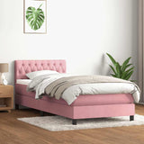 Sommier à lattes de lit avec matelas rose 90x210 cm velours