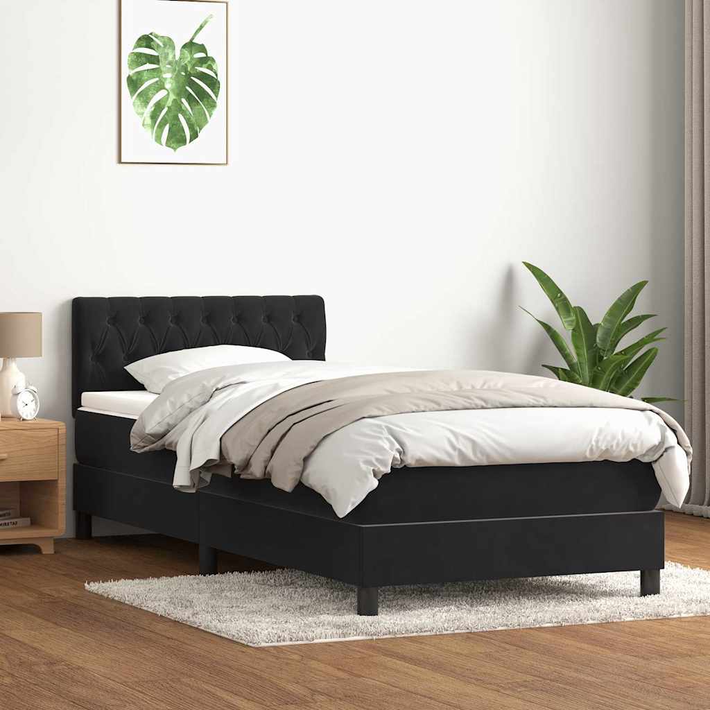 Sommier à lattes de lit avec matelas noir 100x210 cm velours