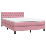 Sommier à lattes de lit avec matelas rose 140x210 cm velours