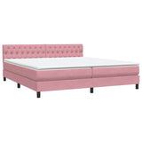 Sommier à lattes de lit avec matelas rose 200x210 cm velours