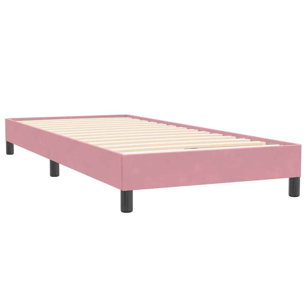 Slatted bed base with pink mattress 80x220 cm velvet