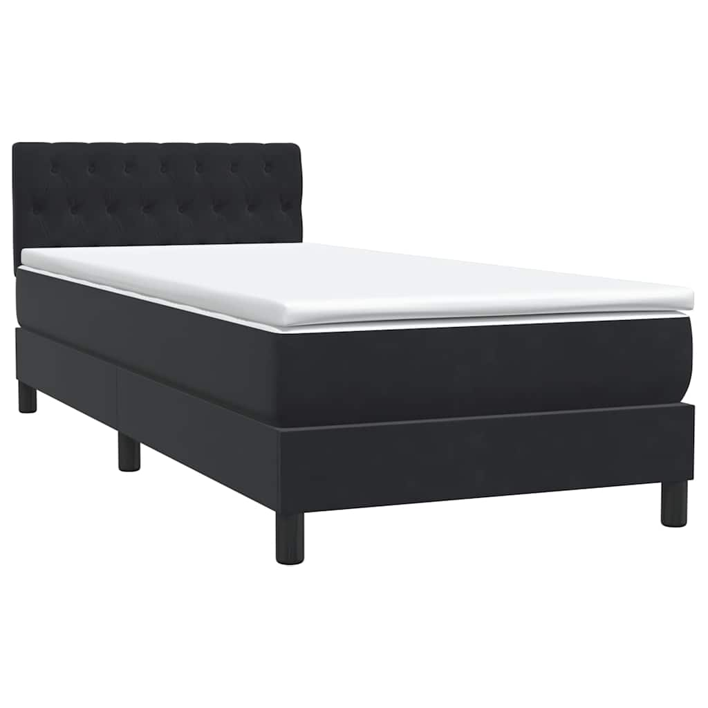 Sommier à lattes de lit avec matelas noir 90x220 cm velours