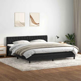 Slatted bed base with black mattress 200x220 cm velvet