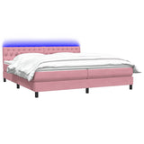 Sommier à lattes de lit avec matelas rose 200x220 cm velours