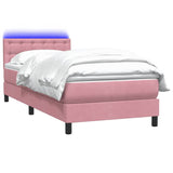 Sommier à lattes de lit avec matelas rose 80x210 cm velours