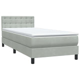 Sommier à lattes de lit et matelas gris clair 90x210 cm velours