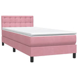 Sommier à lattes de lit avec matelas rose 90x210 cm velours