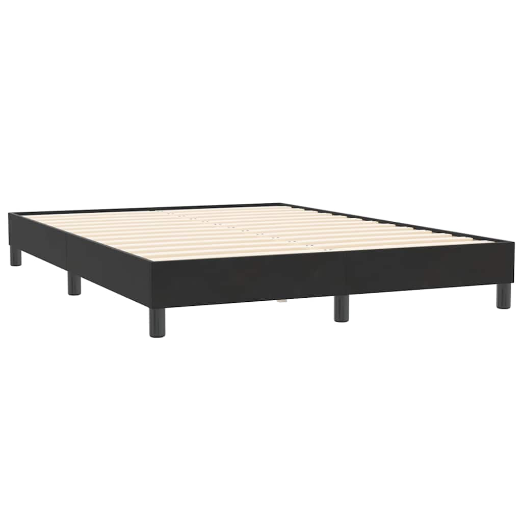 Sommier à lattes de lit avec matelas noir 160x210 cm velours