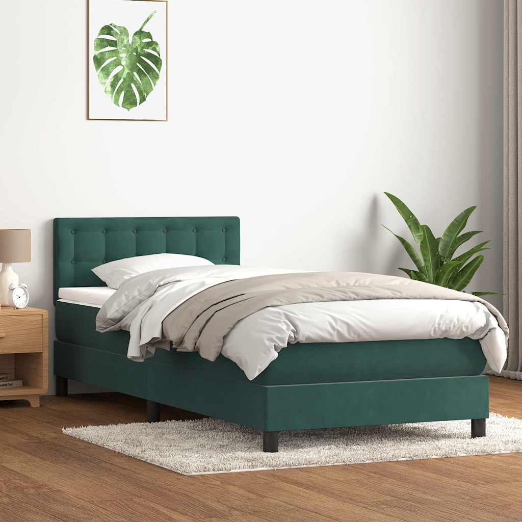 Sommier à lattes de lit et matelas vert foncé 90x220 cm velours