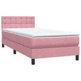 Sommier à lattes de lit avec matelas rose 90x220 cm velours