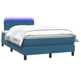 Dark blue slatted bed base and mattress 120x220cm velvet