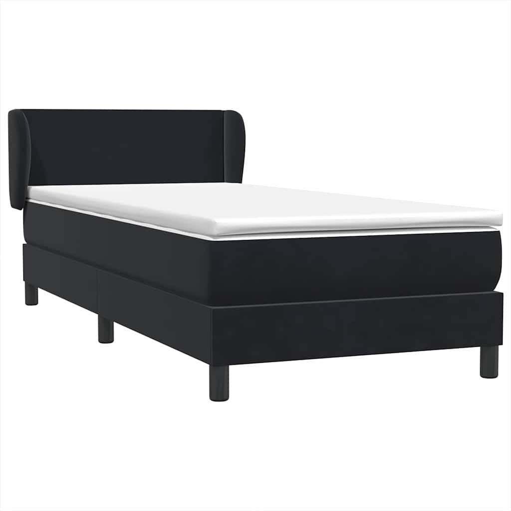 Sommier à lattes de lit avec matelas noir 80x210 cm velours