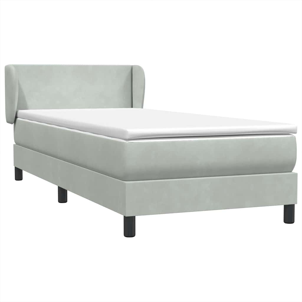 Sommier à lattes de lit et matelas gris clair 90x210 cm velours