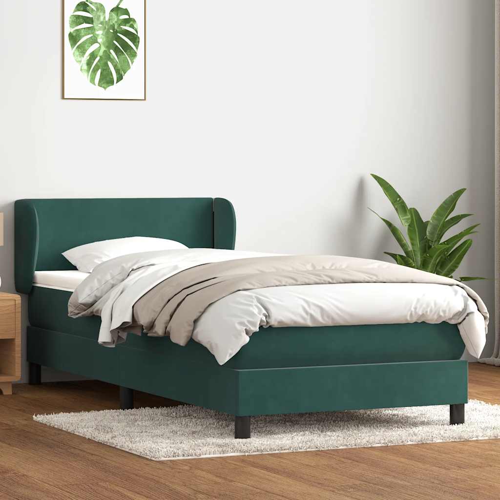 Sommier à lattes de lit et matelas vert foncé 90x210 cm velours