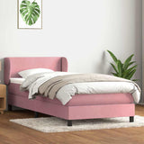 Slatted bed base with pink mattress 90x210 cm velvet