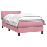 Slatted bed base with pink mattress 90x210 cm velvet