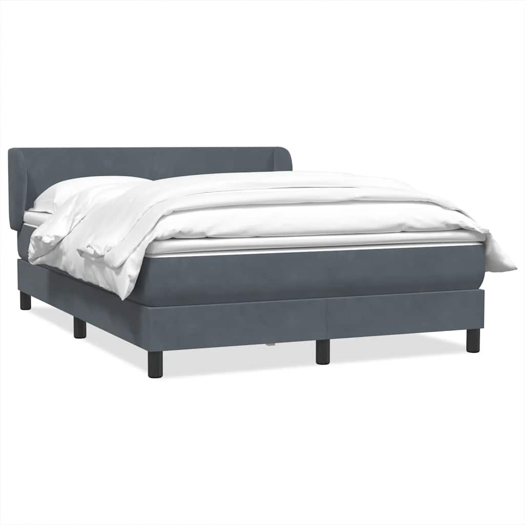 Dark grey slatted bed base and mattress 140x210cm velvet