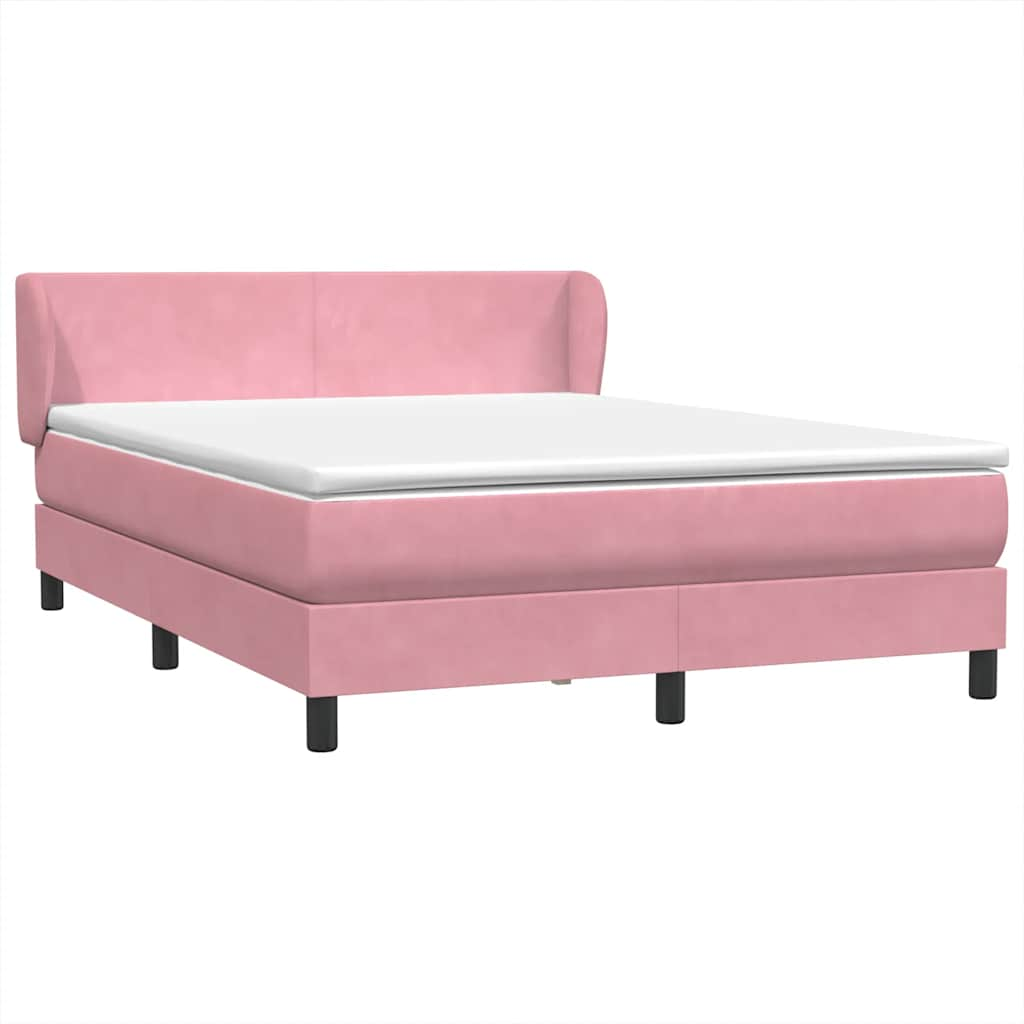 Sommier à lattes de lit avec matelas rose 140x210 cm velours