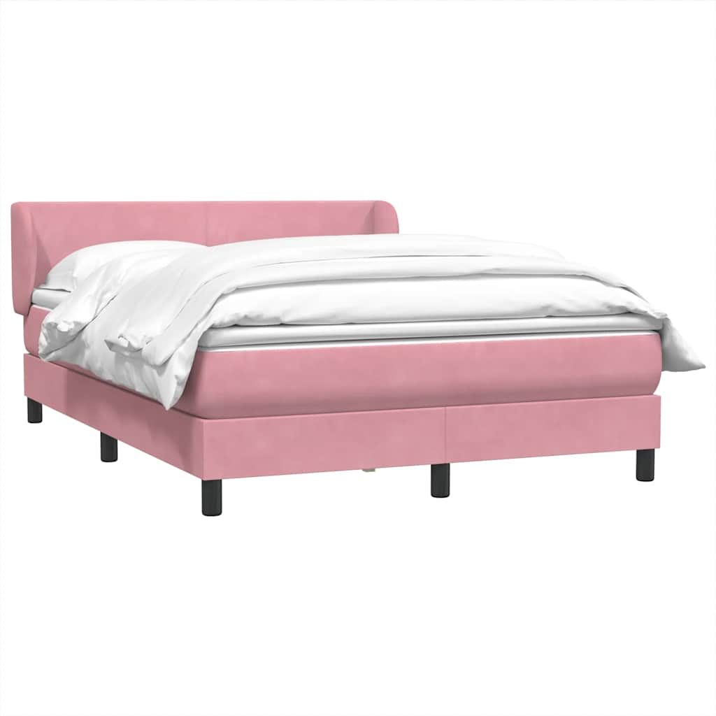 Sommier à lattes de lit avec matelas rose 140x210 cm velours