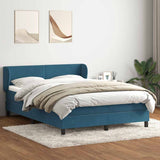 Dark blue slatted bed base and mattress 160x210cm velvet