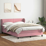 Slatted bed base with pink mattress 160x210 cm velvet